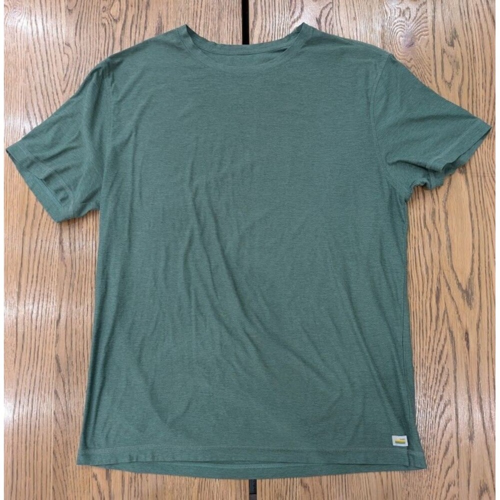 Vuori Strato Tech T-Shirt Mens Large Sea Pine Heather Green Short Sleeve Gym Tee